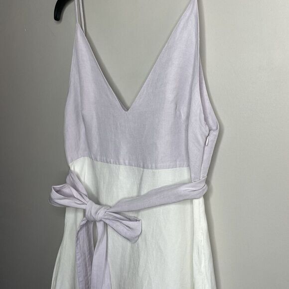 MATTHEW BRUCH Midi Dress Women 3 US 6 Colorblock Linen Blend Sleeveless USA - Picture 4 of 12